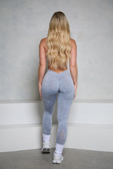 Light Grey Acid Wash Low V-Back Scrunch Butt Leggings - Pcheebum