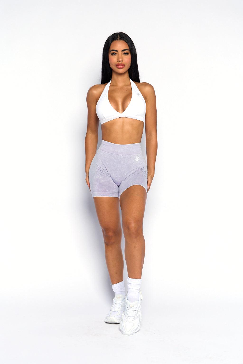 Lilac Acid Wash Low V-Back Scrunch Butt Shorts