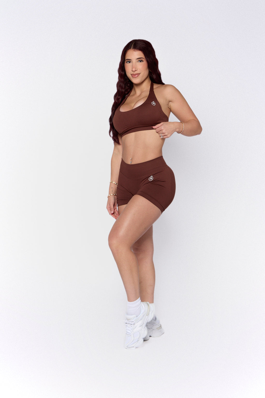 Brown Mid-Rise Shaping Shorts and Bra Set