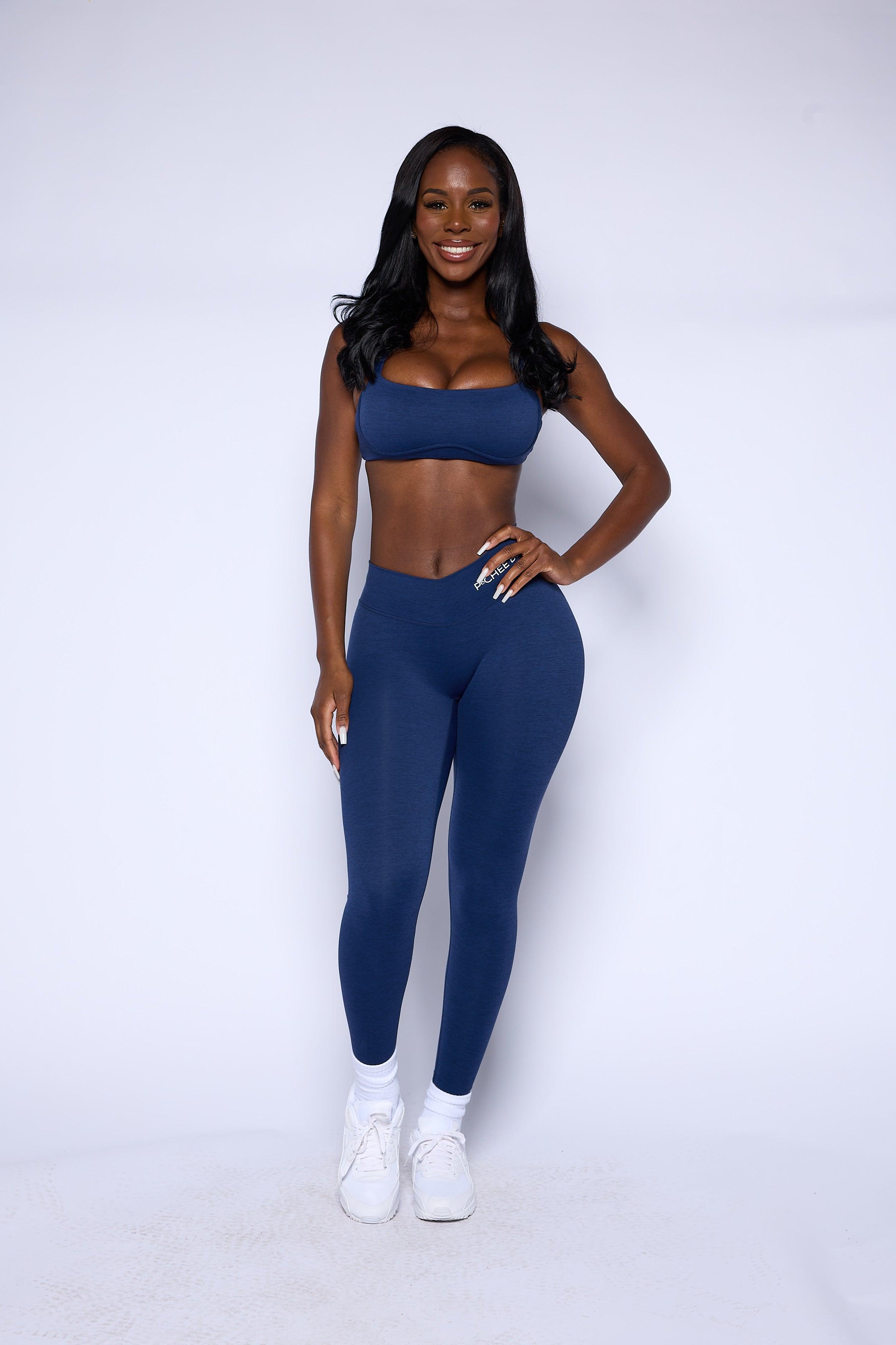 Pchee V-Waist Pocket Navy Scrunch Butt Leggings - Pcheebum