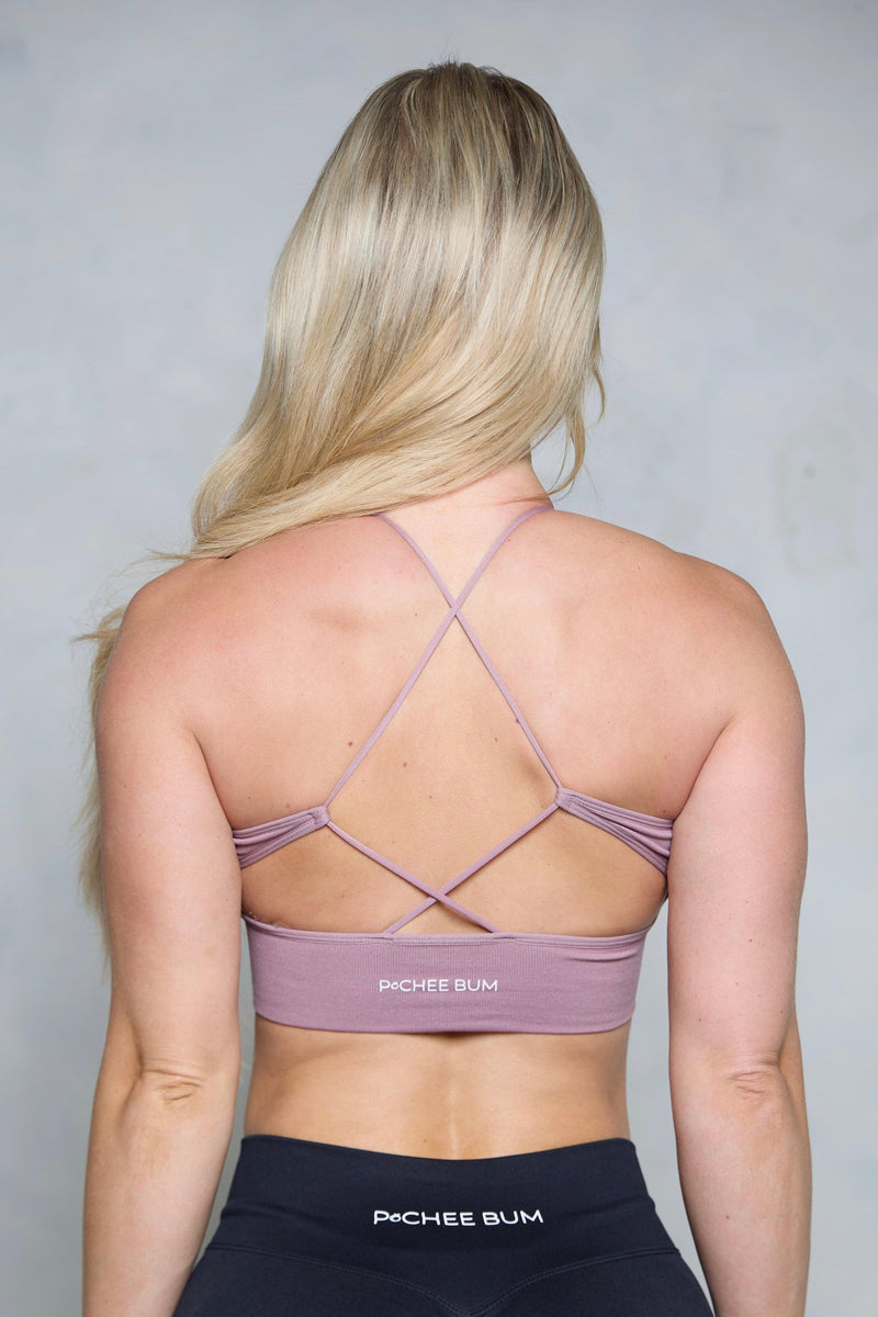 Mauve High Neck Open Back Crop Top - Pcheebum