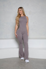 Grey Violet U-Back Flare Jumpsuit - Pcheebum