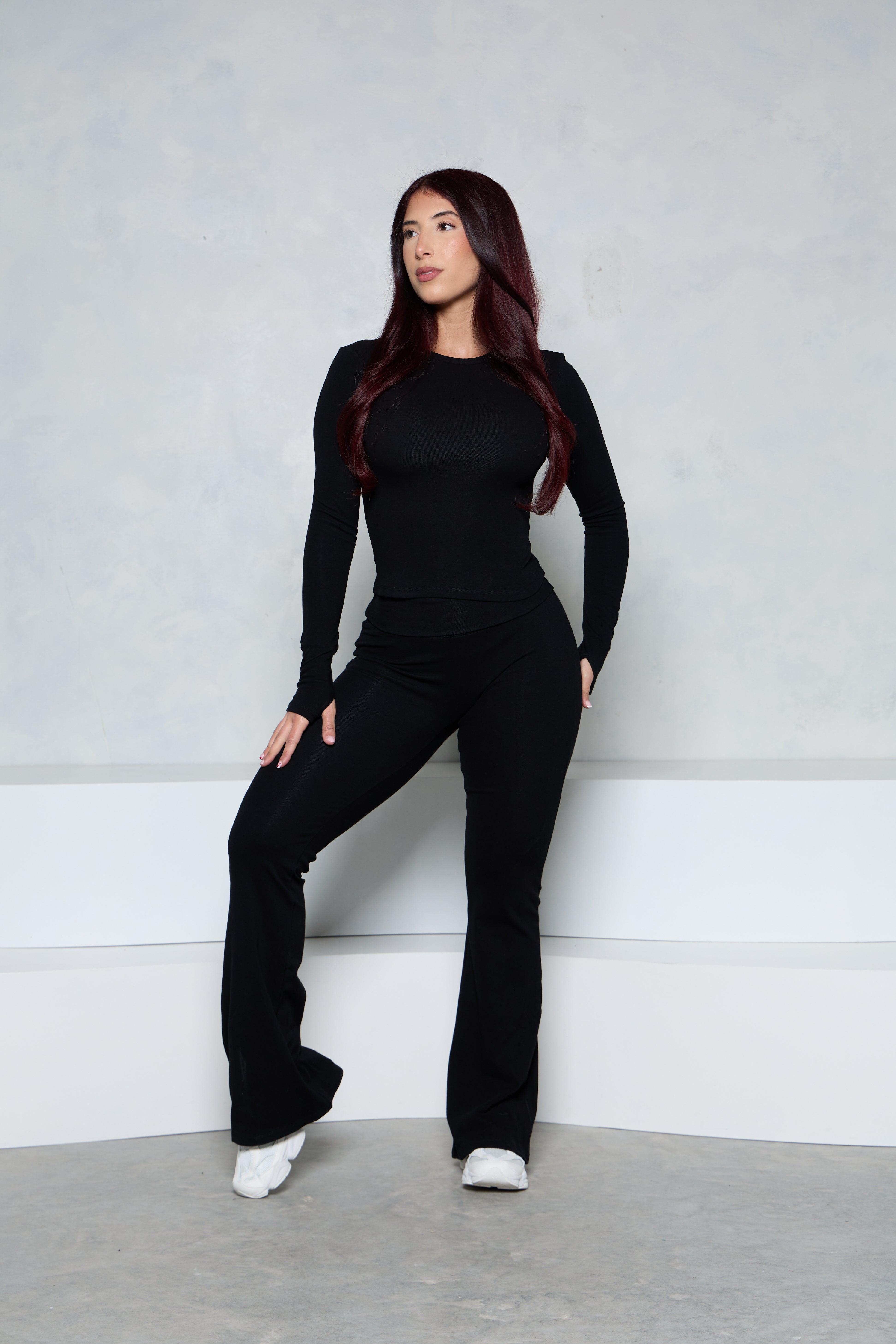 Pchee Black Comfy Flare Pants - Pcheebum