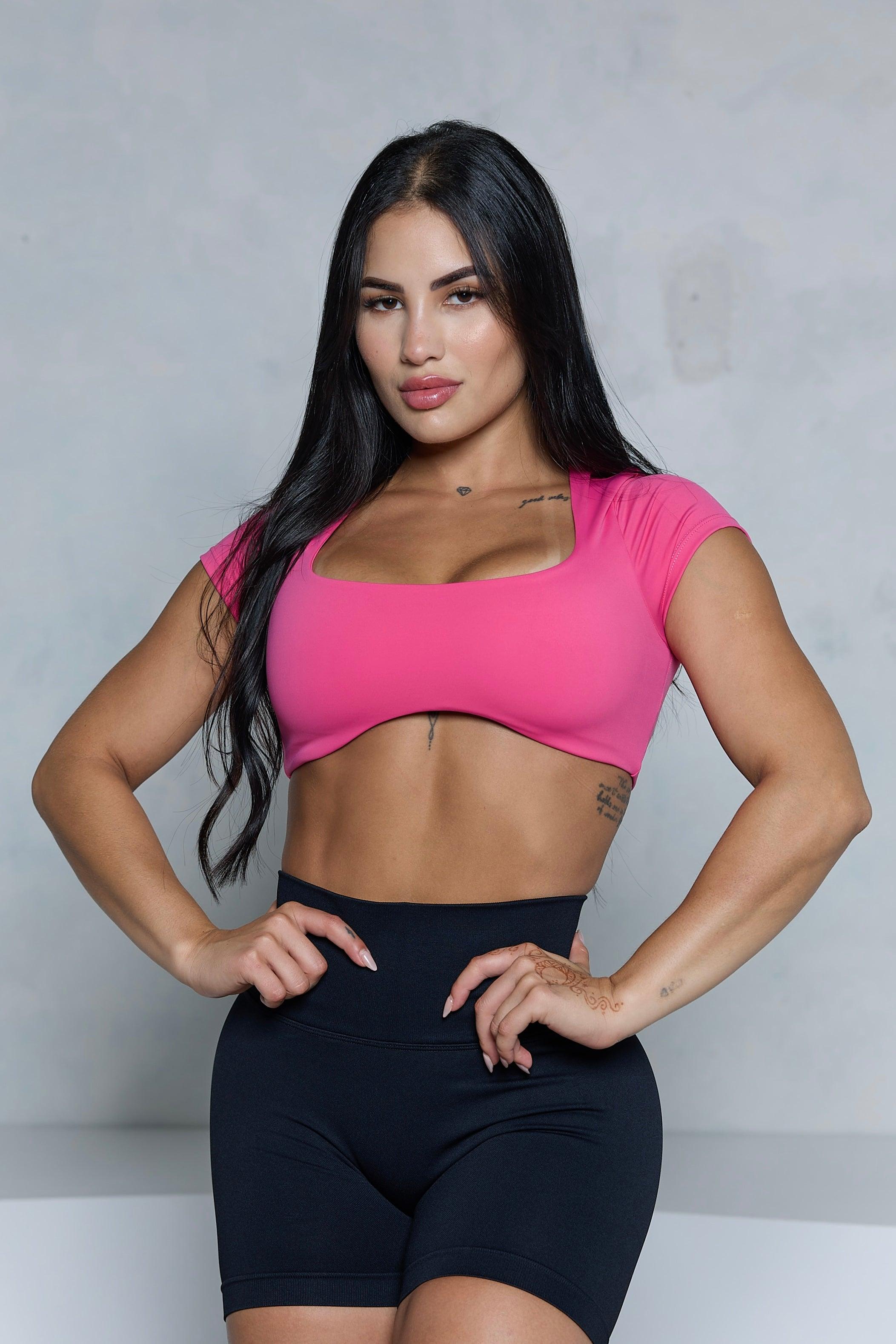 Pink Wavy Hem Crop Top - Pcheebum