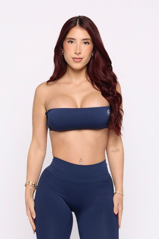 Navy Spray Twist Back Bandeau Bra