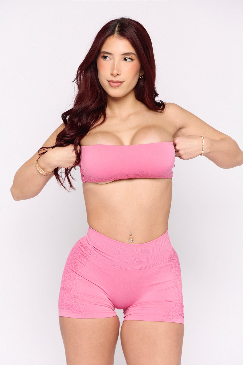 Pink Spray Twist Back Bandeau Bra