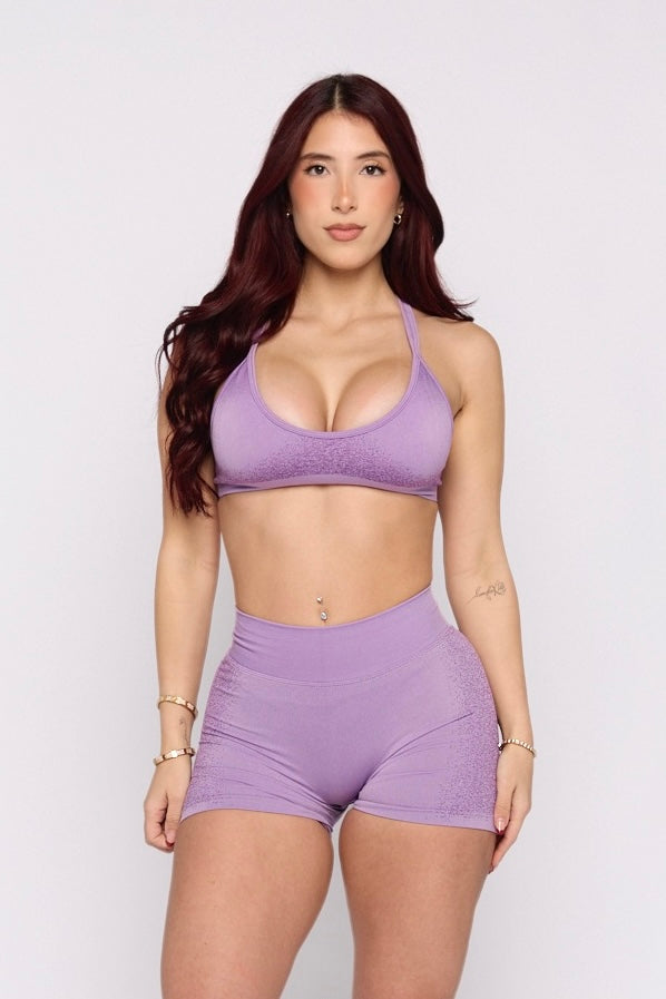 Lilac Spray Deep V Sports Bra