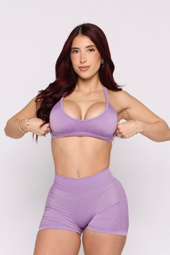 Lilac Spray Deep V Sports Bra