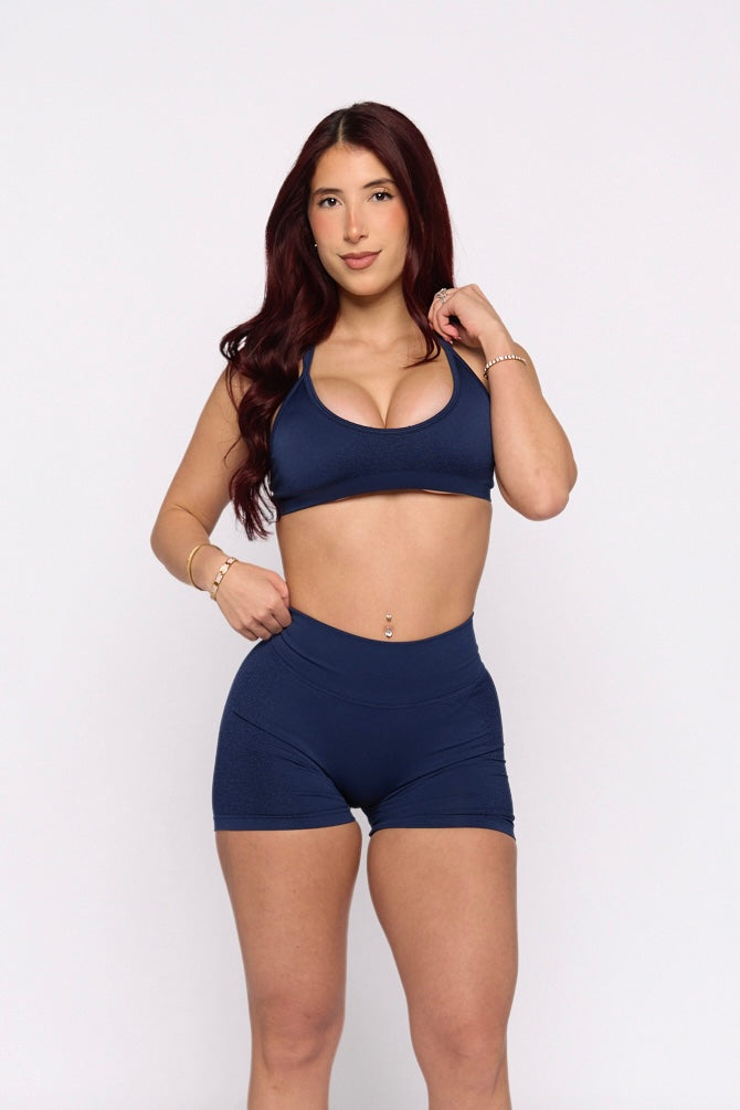 Navy Spray Contour Scrunch Butt Shorts