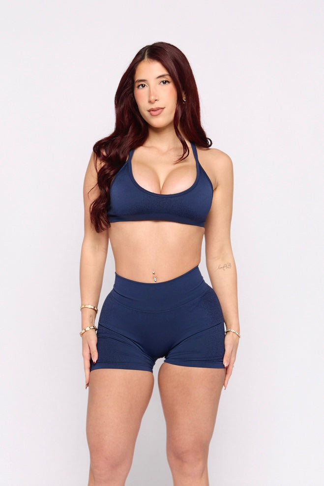 Navy Spray Contour Scrunch Butt Shorts