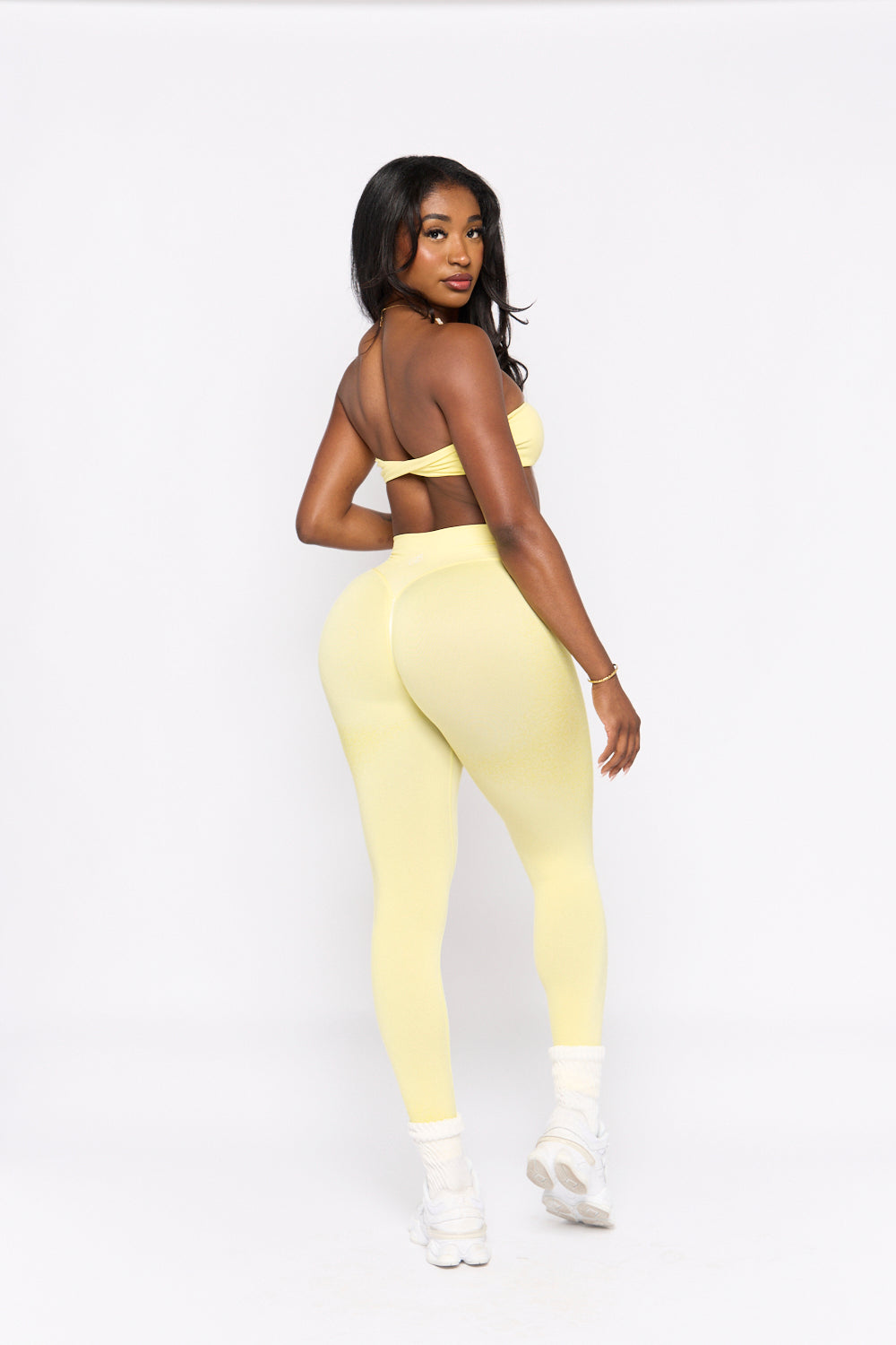 Yellow Spray Contour Scrunch Butt Leggings