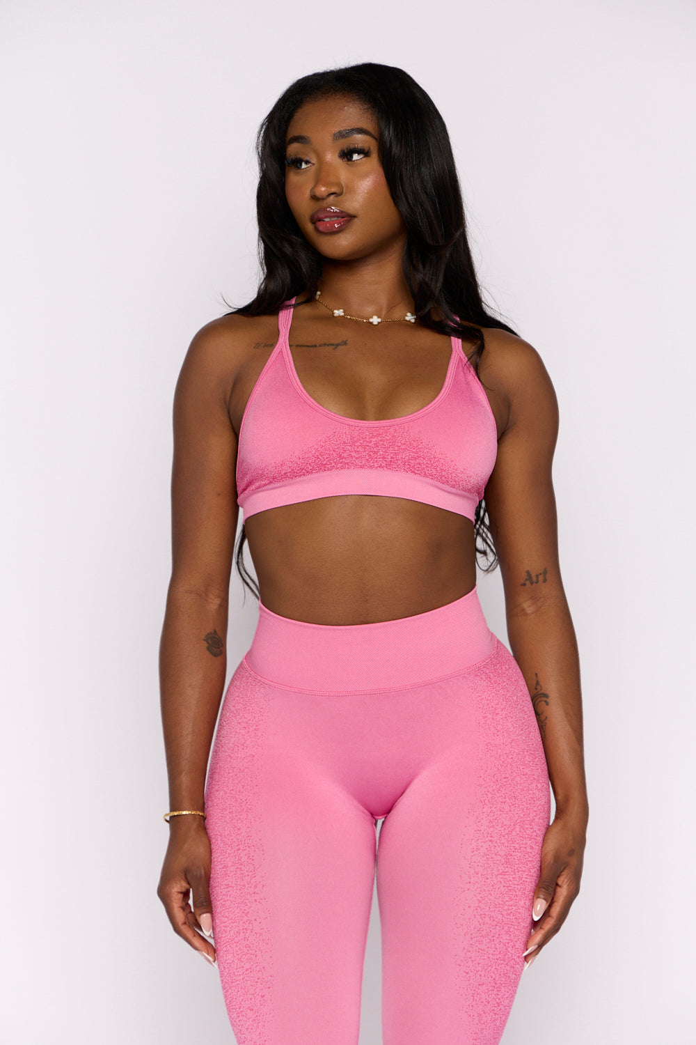 Pink Spray Deep V Sports Bra