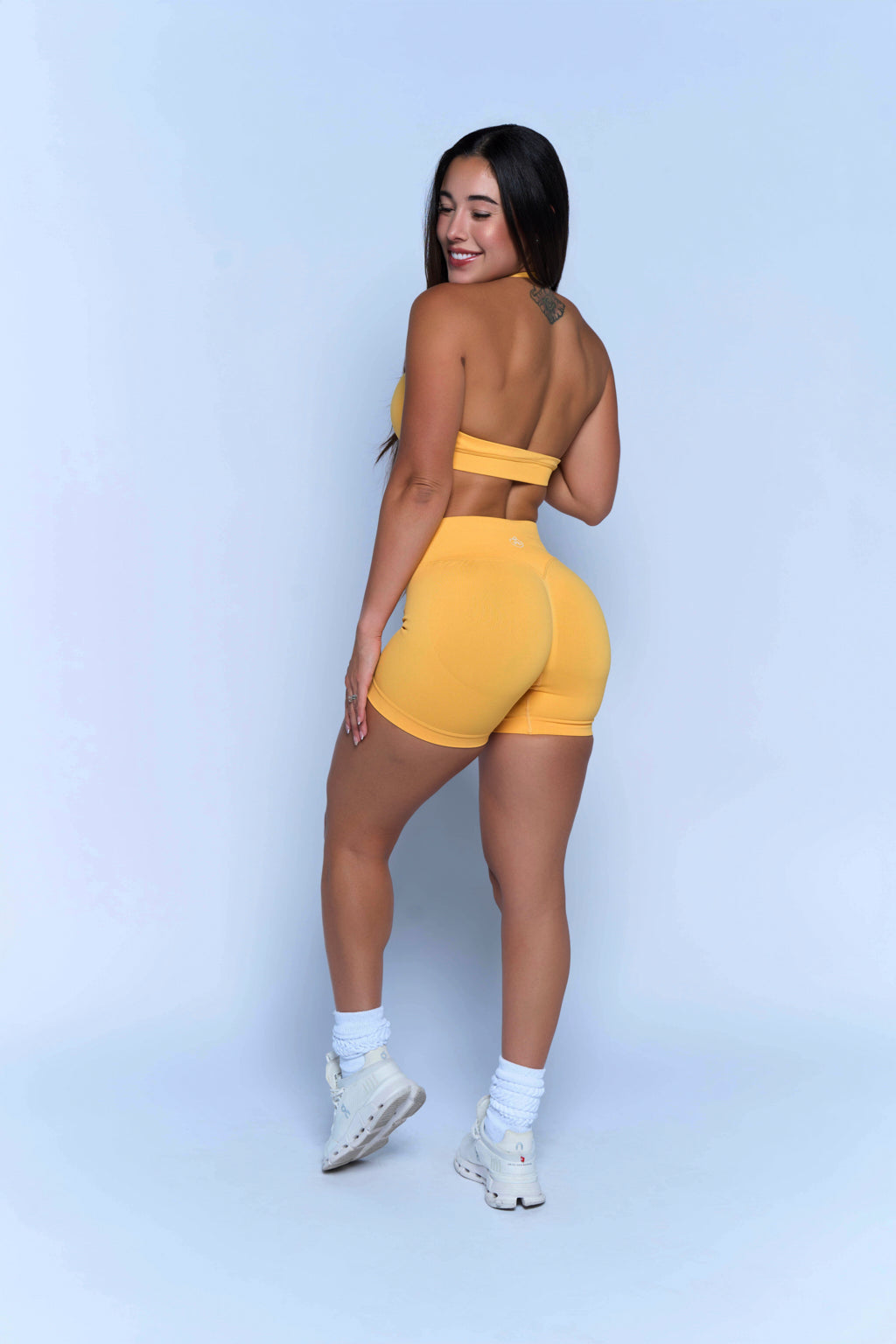 Yellow Mid-Rise Shaping Shorts and Bra Set