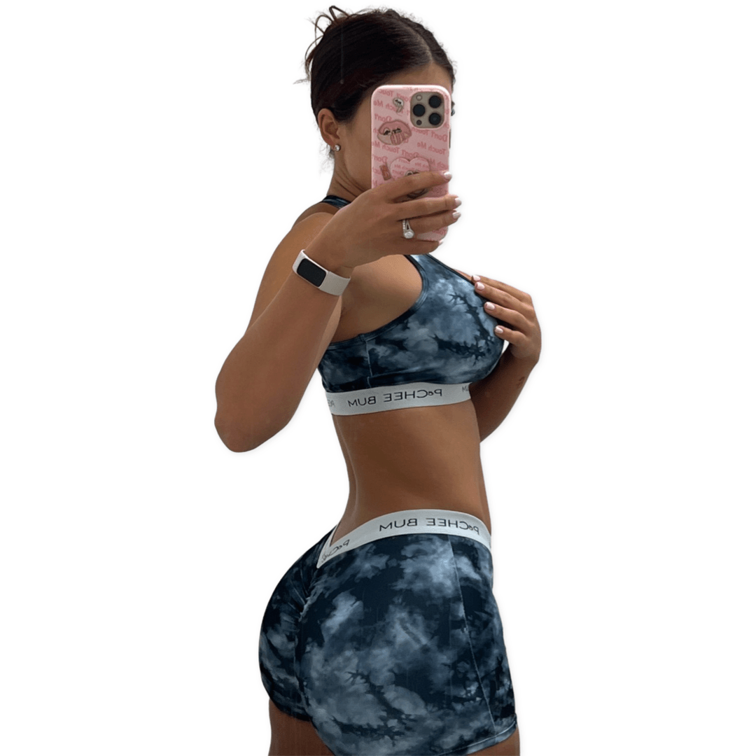 Pchee Lounge Tie Dye Scrunch Butt Short Set