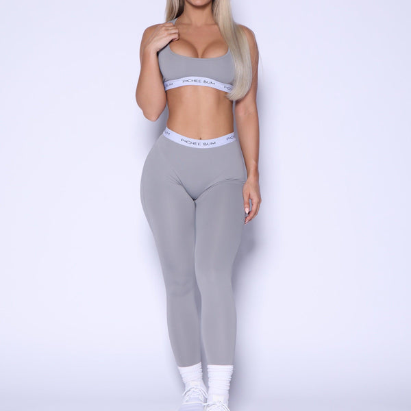 Leggings are from @PCHEE BUM Pchee Heather Grey Low V-Back Scrunch