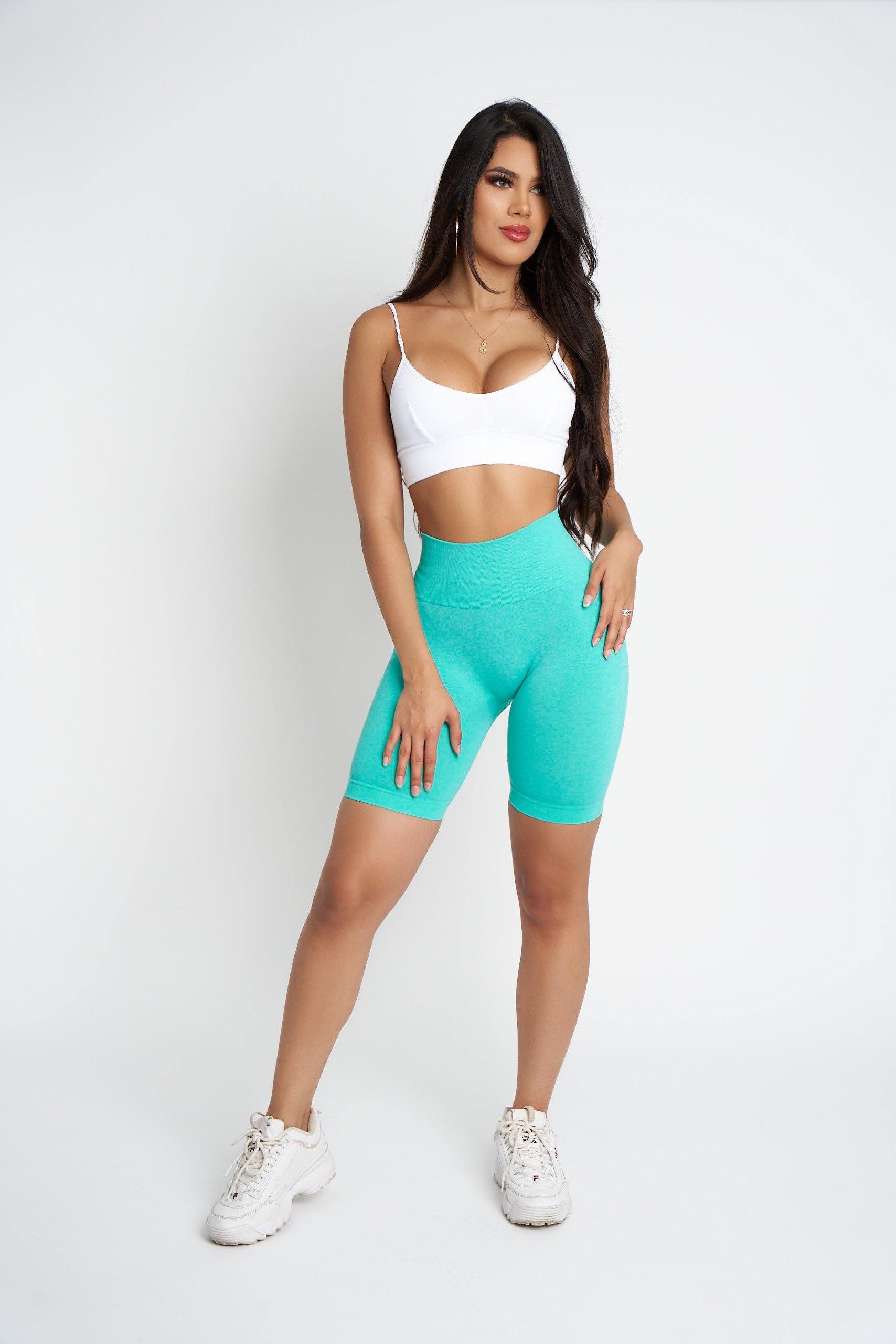 Turquoise Seamless Biker Shorts - Pcheebum